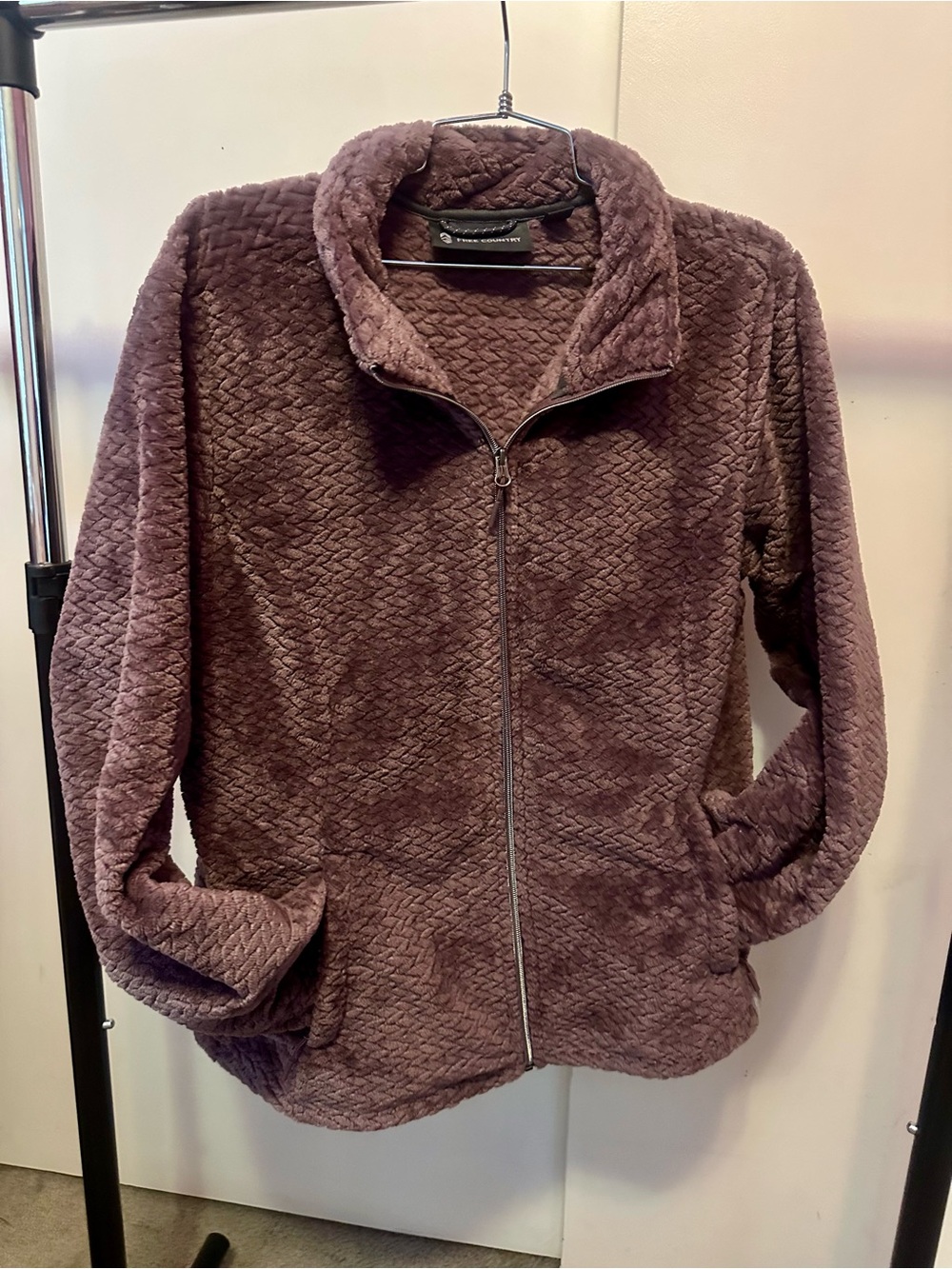 Cozy Plush Zip-Front Jacket -dusty plum XL